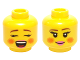 Part No: 3626cpb1439  Name: Minifigure, Head Dual Sided Female Rosy Cheeks, Brown Eyebrows, Pink Lips, Open Mouth / Closed Mouth Smile Pattern (Caroler) - Hollow Stud