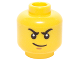 Part No: 3626cpb1455  Name: Minifigure, Head Male Stern Black Eyebrows, White Pupils and Smirk Pattern (Kai) - Hollow Stud