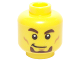 Part No: 3626cpb1457  Name: Minifigure, Head Dark Brown Thick Eyebrows and Goatee, White Pupils, Smirk and Cheek Lines Pattern - Hollow Stud