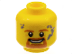 Part No: 3626cpb1466  Name: Minifigure, Head Dark Orange Eyebrows, Goatee, and Moustache, Dark Bluish Gray Splotches, Open Mouth Smile with Teeth Pattern - Hollow Stud