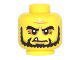 Part No: 3626cpb1500  Name: Minifigure, Head Bushy Black Eyebrows and Beard, Wrinkles and One White Fang Pattern - Hollow Stud