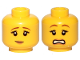 Part No: 3626cpb1571  Name: Minifigure, Head Dual Sided Female Reddish Brown Eyebrows, Black Eyelashes, Nougat Lips, Slight Grin / Scared Open Mouth with Teeth Pattern - Hollow Stud