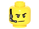 Part No: 3626cpb1599  Name: Minifigure, Head Black Eyebrows, White Pupils, Black and Silver Headset Pattern - Hollow Stud