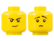 Part No: 3626cpb1661  Name: Minifigure, Head Dual Sided Black Eyebrows (one Scarred), White Pupils, Brown Chin Dimple, Firm Grin / Worried Pattern - Hollow Stud
