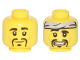 Part No: 3626cpb1762  Name: Minifigure, Head Dual Sided Thick Black Eyebrows, Goatee, Cheek Lines, Crooked Smile / Gray Headband, Scared Pattern - Hollow Stud