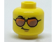 Part No: 3626cpb1823  Name: Minifigure, Head Glasses, Orange and Copper Sunglasses, Black Eyebrows, Right Raised Eyebrow, Smirk Pattern - Hollow Stud