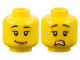 Part No: 3626cpb1842  Name: Minifigure, Head Dual Sided Female Black Eyebrows, Eyelashes, Medium Nougat Lips, Lopsided Grin / Scared Open Mouth with Teeth, Sweat, and Scuff Mark Pattern - Hollow Stud