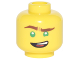 Part No: 3626cpb1869  Name: Minifigure, Head Reddish Brown Eyebrows, Green Eyes, Lopsided Open Mouth Grin Pattern (Lloyd) - Hollow Stud