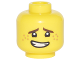 Part No: 3626cpb1872  Name: Minifigure, Head Dark Brown Eyebrows, Dark Orange Freckles, Open Mouth Crooked Smile Pattern (Jay) - Hollow Stud