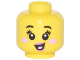 Part No: 3626cpb1887  Name: Minifigure, Head Female Black Small Eyebrows, Eyelashes, Bright Pink Round Cheek Spots, Dark Pink Lips and Open Mouth Smile Pattern - Hollow Stud