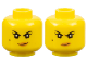 Part No: 3626cpb1888  Name: Minifigure, Head Dual Sided Female Black Eyebrows, Single Eyelashes, and Beauty Mark, Nougat Lips, Smirk with Dimple / Scowl with Wrinkle between Eyes Pattern - Hollow Stud