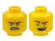 Part No: 3626cpb1890  Name: Minifigure, Head Dual Sided Reddish Brown Eyebrows, Green Eyes, Lopsided Open Mouth Grin / Gritted Teeth Pattern (Lloyd) - Hollow Stud