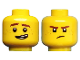 Part No: 3626cpb1892  Name: Minifigure, Head Dual Sided Reddish Brown Eyebrows and Freckles, Lopsided Grin / Frown Pattern (Jay) - Hollow Stud
