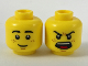 Part No: 3626cpb2080  Name: Minifigure, Head Dual Sided Black Eyebrows, Brown Freckles, Smile / Angry Roar Pattern - Hollow Stud