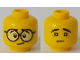 Part No: 3626cpb2133  Name: Minifigure, Head Dual Sided Large Black Round Glasses, Black Eyebrows / Sad Face with No Glasses Pattern - Hollow Stud