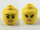 Part No: 3626cpb2263  Name: Minifigure, Head Dual Sided Female Black Eyebrows, Freckles, Eyelashes, Dark Pink Lips, Lopsided Open Mouth Smile with Wide Top / Angry Pattern (Lucy) - Hollow Stud