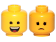 Part No: 3626cpb2268  Name: Minifigure, Head Dual Sided Open Smile with Tongue / Sad Pattern (Emmet) - Hollow Stud