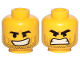 Part No: 3626cpb2279  Name: Minifigure, Head Dual Sided Black Eyebrows, Stubble, Open Smile / Open Mouth Angry Pattern (Rex Dangervest) - Hollow Stud