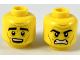 Part No: 3626cpb2316  Name: Minifigure, Head Dual Sided Black Thick Eyebrows, Medium Nougat Brow Furrows and Cheek Lines, Surprised / Angry Pattern - Hollow Stud
