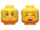 Part No: 3626cpb2318  Name: Minifigure, Head Dual Sided Female, Reddish Brown Eyebrows, Magenta Cat Whiskers, Coral Lips, Smiling / Singing with Closed Eyes Pattern - Hollow Stud