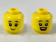 Part No: 3626cpb2324  Name: Minifigure, Head Dual Sided Child Female Black Eyebrows, Grin / Open Mouth Smile Pattern - Hollow Stud