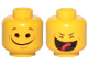 Part No: 3626cpb2373  Name: Minifigure, Head Dual Sided Black Eyes, Eyebrows, Wide Closed Mouth Smile / Closed Eyes, Smile with Tongue Pattern (Benny) - Hollow Stud