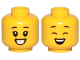 Part No: 3626cpb2380  Name: Minifigure, Head Dual Sided Child Black Eyebrows, Big Smile, Teeth, Open Eyes / Closed Eyes Pattern - Hollow Stud