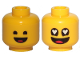 Part No: 3626cpb2429  Name: Minifigure, Head Dual Sided Black Standard Eyes, Smile with Tongue / Eyes with Heart Shape Pupils Pattern (Benny) - Hollow Stud