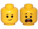 Part No: 3626cpb2431  Name: Minifigure, Head Dual Sided Lopsided Smile / Open Mouth Scared, Raised Eyebrows Pattern (Emmet) - Hollow Stud