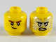 Part No: 3626cpb2446  Name: Minifigure, Head Dual Sided Reddish Brown Eyebrows, White Pupils, Lopsided Smile / Black Eyebrows, Flat Silver Eyes, Energy, Angry Pattern (Jay) - Hollow Stud