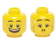 Part No: 3626cpb2491  Name: Minifigure, Head Dual Sided Eyebrows, Crow's Feet, Open Mouth Big Smile / Queasy Expression with Sweat Drop Pattern - Hollow Stud