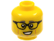 Part No: 3626cpb2534  Name: Minifigure, Head Gray Eyebrows and Stubble, Medium Nougat Cheek Lines and Chin Dimple, Black Glasses Pattern - Hollow Stud