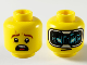 Part No: 3626cpb2553  Name: Minifigure, Head Dual Sided Reddish Brown Eyebrows with Scar, Surprised / HUD with Black Screen, Medium Azure Highlights Pattern - Hollow Stud