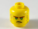 Part No: 3626cpb2555  Name: Minifigure, Head Reddish Brown Eyebrows, Green Eyes, Firm Expression, Gold Triangle Soul Patch and Tattoos Pattern - Hollow Stud