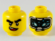 Part No: 3626cpb2563  Name: Minifigure, Head Dual Sided Thick Black Eyebrows, Lopsided Open Mouth / HUD with Black Screen, Medium Azure Highlights Pattern - Hollow Stud