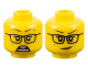 Part No: 3626cpb2588  Name: Minifigure, Head Dual Sided Female Reddish Brown Eyebrows, Black Glasses, Nougat Lips, Beauty Mark, Scared / Lopsided Smile Pattern - Hollow Stud