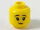 Part No: 3626cpb2600  Name: Minifigure, Head Female Black Raised Eyebrows, Lopsided Smile with Peach Lips Pattern - Hollow Stud