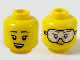 Part No: 3626cpb2606  Name: Minifigure, Head Dual Sided Female, Black Eyebrows, Peach Lips, Smile Showing Teeth / Safety Goggles Pattern - Hollow Stud