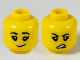 Part No: 3626cpb2615  Name: Minifigure, Head Dual Sided Female, Black Eyebrows, Bright Pink Lips, Lopsided Grin / Sneer Pattern - Hollow Stud