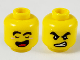 Part No: 3626cpb2616  Name: Minifigure, Head Dual Sided Black Thick Eyebrows, Closed Eyes and Open Mouth with Red Tongue / Angry with Bared Teeth Pattern - Hollow Stud