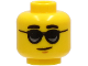 Part No: 3626cpb2726  Name: Minifigure, Head Black Thick Eyebrows, Black Sunglasses, Chin Dimple, Lopsided Grin Pattern - Hollow Stud