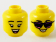 Part No: 3626cpb2738  Name: Minifigure, Head Dual Sided Female, Black Eyebrows, Peach Lips, Open Smile / Sunglasses with Dark Purple and Dark Pink Stripes Pattern - Hollow Stud
