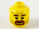 Part No: 3626cpb2741  Name: Minifigure, Head Reddish Brown Eyebrows, Goatee, and Stubble, Medium Nougat Scuff Mark, Furrowed Brow, Grin Pattern - Hollow Stud