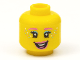 Part No: 3626cpb2777  Name: Minifigure, Head Female Dark Pink Eyebrows and Lips, Medium Azure Eye Shadow and Sprinkles Pattern - Hollow Stud
