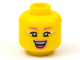 Part No: 3626cpb2780  Name: Minifigure, Head Female Dark Pink Eyebrows, Freckles, Lips, and Tongue, Light Aqua Eye Shadow, Open Mouth Smile Pattern - Hollow Stud