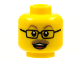 Part No: 3626cpb2886  Name: Minifigure, Head Dark Tan Eyebrows and Moustache, Black Glasses, Open Mouth with Teeth and Tongue Pattern - Hollow Stud