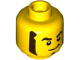 Part No: 3626cpb2899  Name: Minifigure, Head Thick Dark Brown Eyebrows, Mutton Chops, and Soul Patch, Lopsided Grin Pattern - Hollow Stud