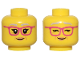 Part No: 3626cpb2933  Name: Minifigure, Head Dual Sided Female Light Bluish Gray Eyebrows, Black Eyelashes, Magenta Glasses, Nougat Lips and Dimples, Grin, Open Eyes / Closed Eyes Pattern - Hollow Stud