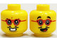Part No: 3626cpb2955  Name: Minifigure, Head Dual Sided, Black Eyebrows, Red Glasses, Thin Moustache, Surprised Open Mouth / Clenched Teeth Pattern - Hollow Stud