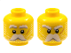 Part No: 3626cpb2959  Name: Minifigure, Head Dual Sided White Eyebrows, Moustache, and Whiskers, Medium Nougat Scar on Left Cheek, Neutral / Angry Pattern - Hollow Stud